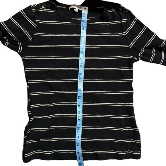 FRAME 3/4 sleeve black/white striped round neck long sleeve top - Medium - Picture 5 of 7